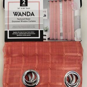 Textured Sheer Grommet Window Curtains  2,   36" X 84"  Each